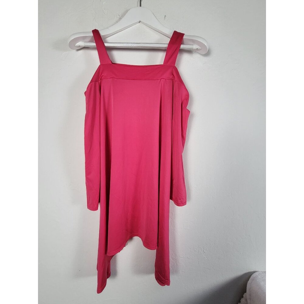 Jean-Pierre Klifa Womens Cold Shoulder Tunic Top Medium Fuchsia Stretch New $79
